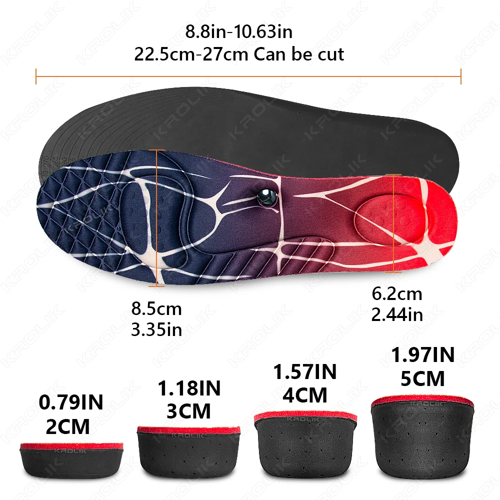 NEW 2cm5cm Acupressure Invisible Height Increase Insole for Men Women Heel Lifting Foot Magnetic Massage Pain Relief Shoe Pads detail