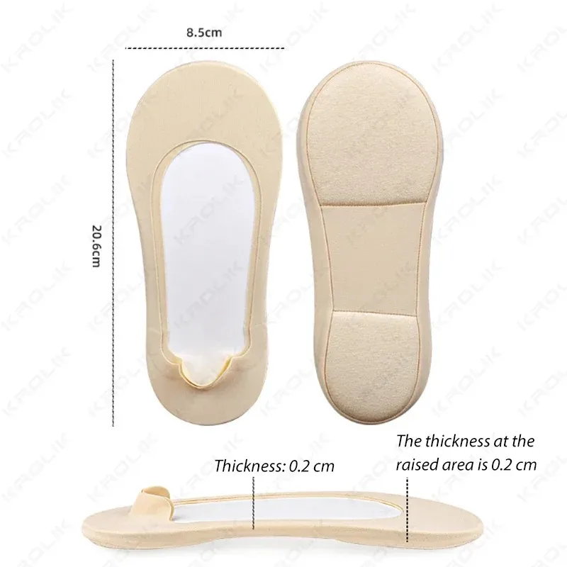 1 Pair Shock Absorbing Heel Sock Low Cut Non Slip Soft Sponge Boat Socks Invisible Anti Slip Breathable Indoor Socks detail