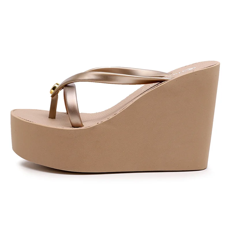 Sexy Slippers for Women in Summer High Slope Heel Shoes 11cm Thick Bottom Nonslip Womens Sandals Beach Slippers Wedge Sandals detail