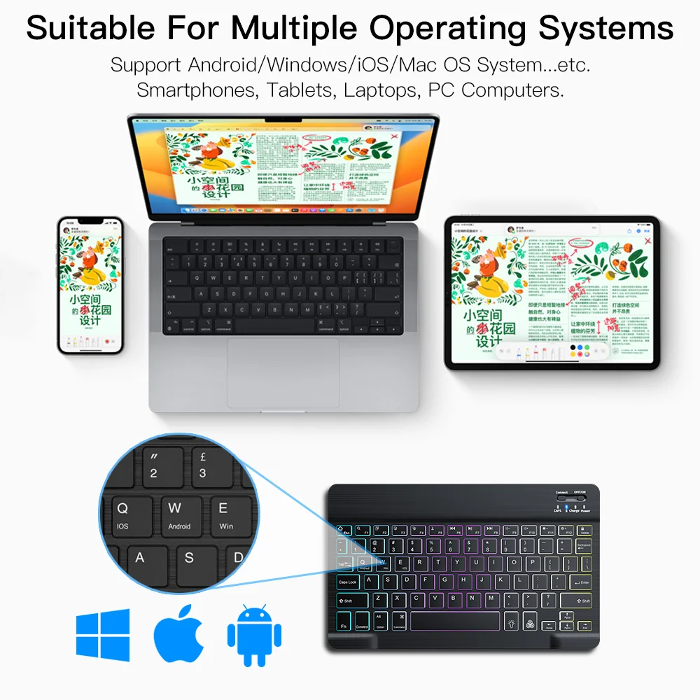 Wireless Bluetooth Keyboards For Mini Backlight Keyboard For Tablet Keyboard and Mouse product view