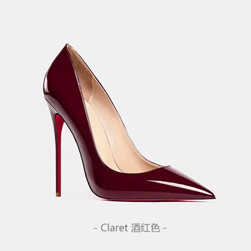 and slim and sexy high heels pointed shallow mouth black patent leather temperament work shoes product view