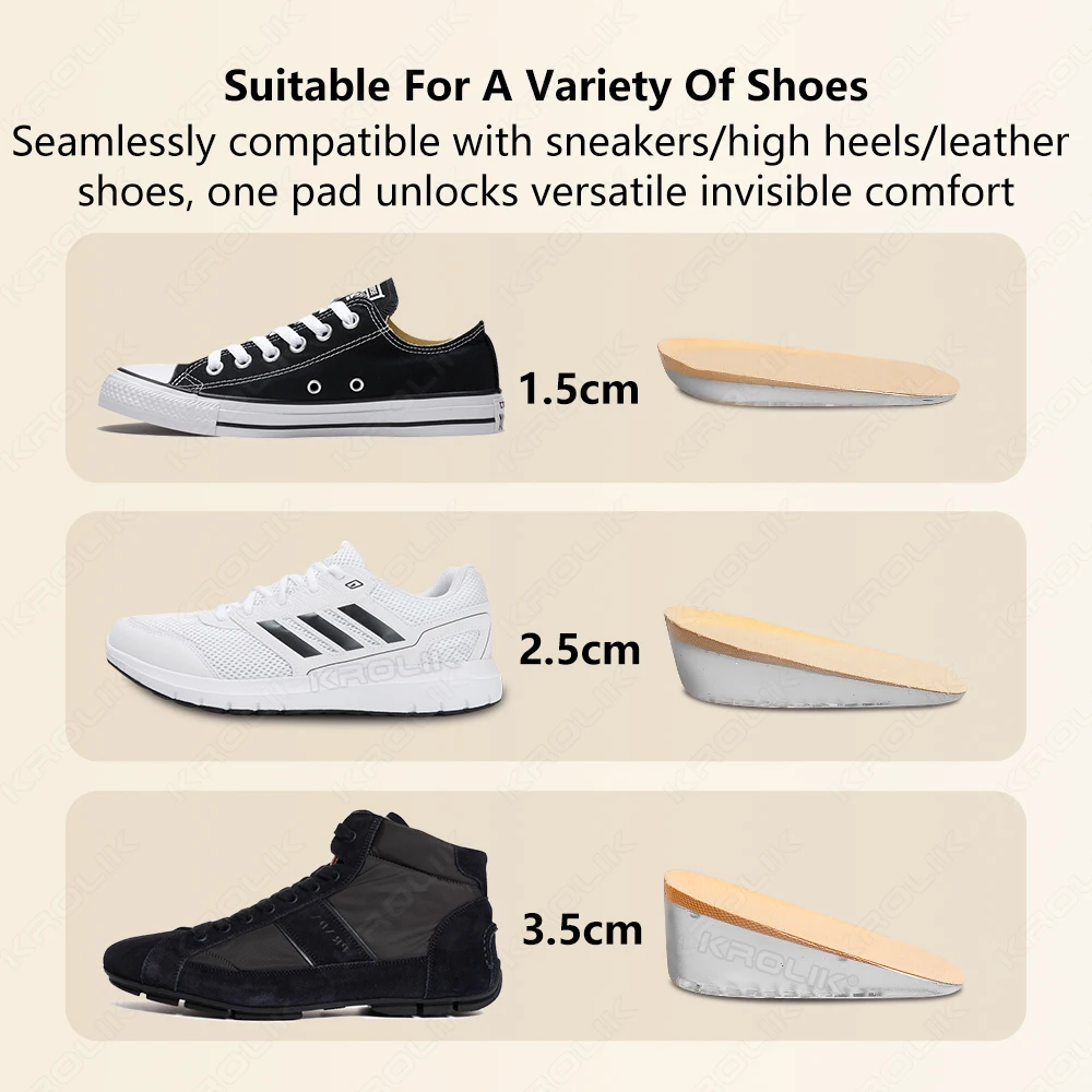 2PCS Silicone Invisible Height Increase Insoles for Men Women Shoes Insert Heightening Insoles for Shoes Heel Lift Gel Foot Pads detail