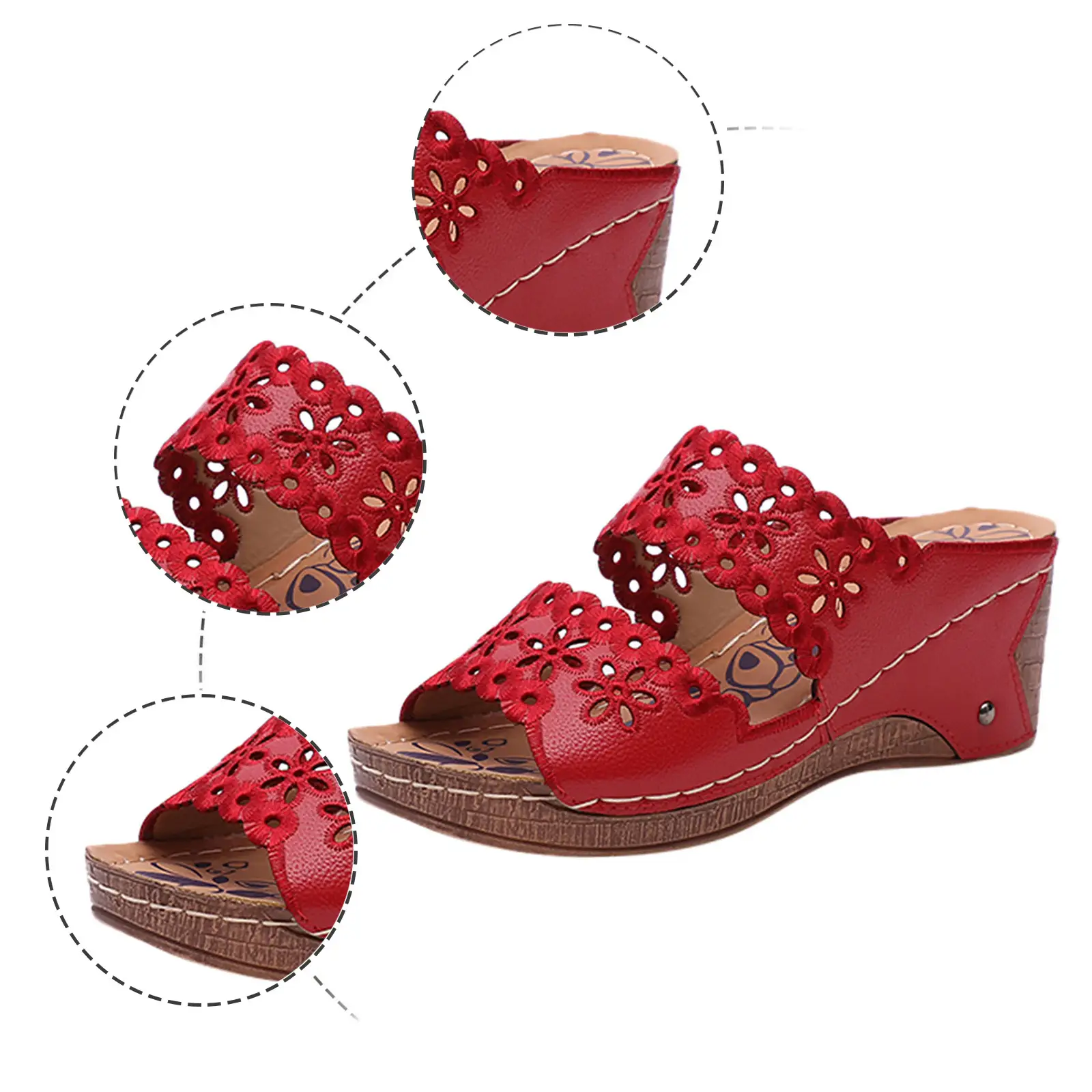 Casual Sandals Open Toe Wedges Women Solid Slip On Slope Heel Beach Shoes Slippers For Women Plus Size Breathable Summer Sandals product view