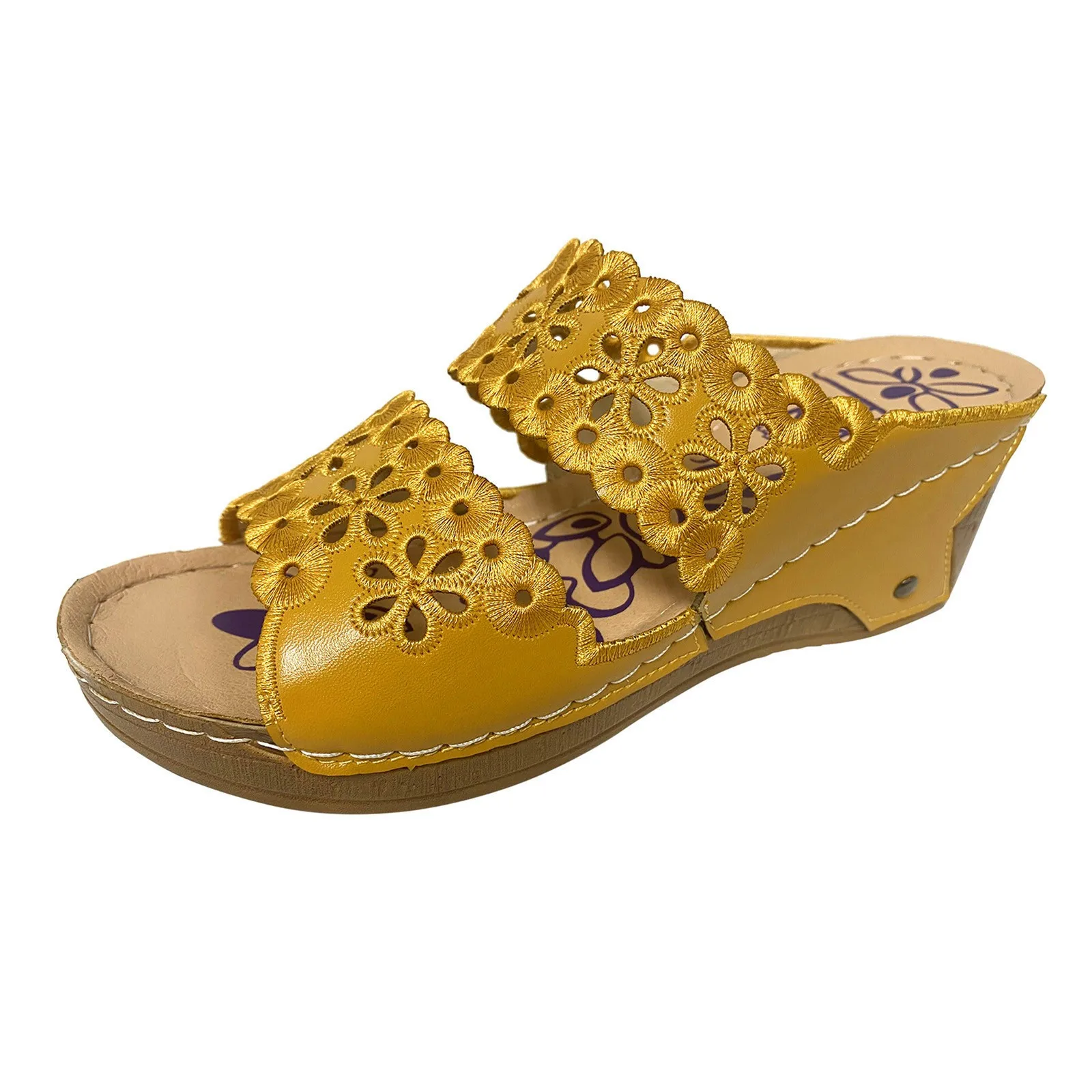 Casual Sandals Open Toe Wedges Women Solid Slip On Slope Heel Beach Shoes Slippers For Women Plus Size Breathable Summer Sandals detail