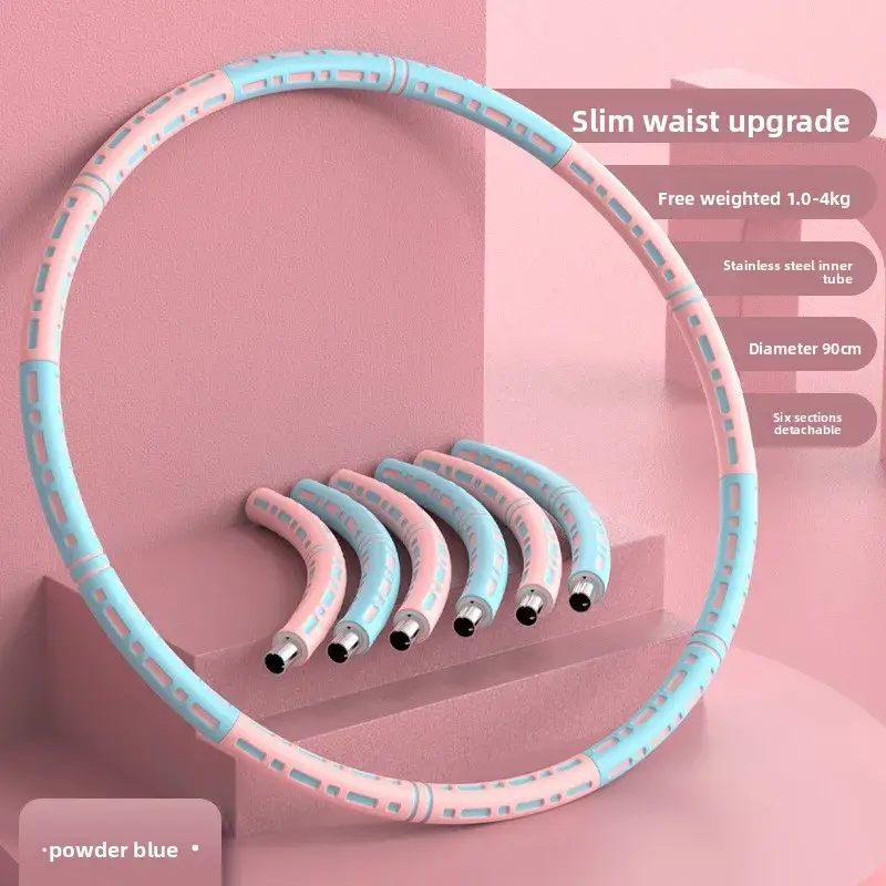 Stainless Steel Weighted Hula Hoop 6Section Detachable Fitness Hoop for Adults Abdominal Waist Trimmer for Home Workout product view