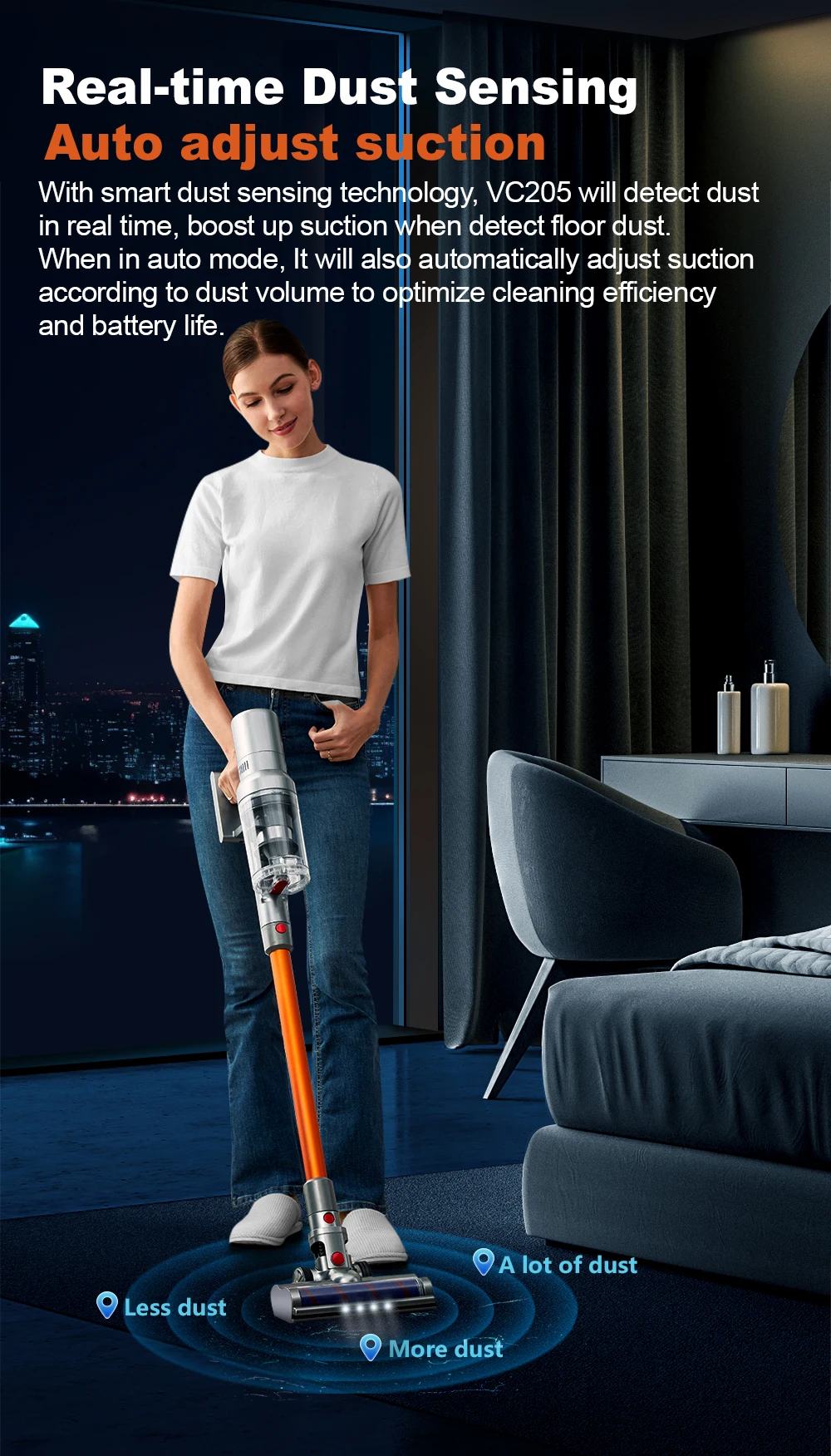 Wireless Handheld Vacuum Cleaner VC20527000PA SuctionSmart Dust SensorTouch ScreenPortable Stick Cordless Vacuum for Home detail