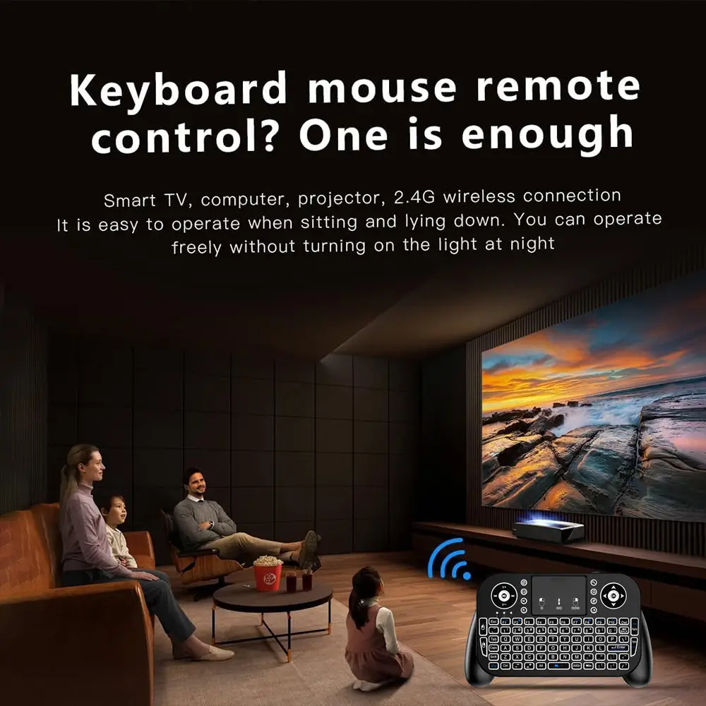 V8 24G Bluetooth Mini Keyboard 7Color Backlit Air Mouse Touchpad for Android TV Box product view