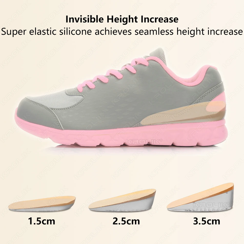2PCS Silicone Invisible Height Increase Insoles for Men Women Shoes Insert Heightening Insoles for Shoes Heel Lift Gel Foot Pads detail