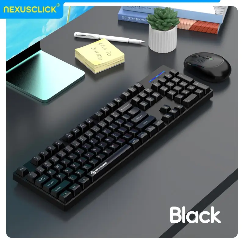24G Wireless Office Keyboard Mouse Set104 Full Size TriColor Keycaps Ergonomic with 3 Adjustable DPI for PC Laptop product view