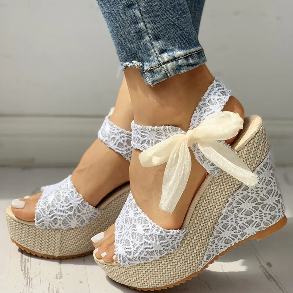 Summer Sandals Party Platform High Heels Shoes Woman Shoes Thick soled womens beach sandals with sloping heels product view