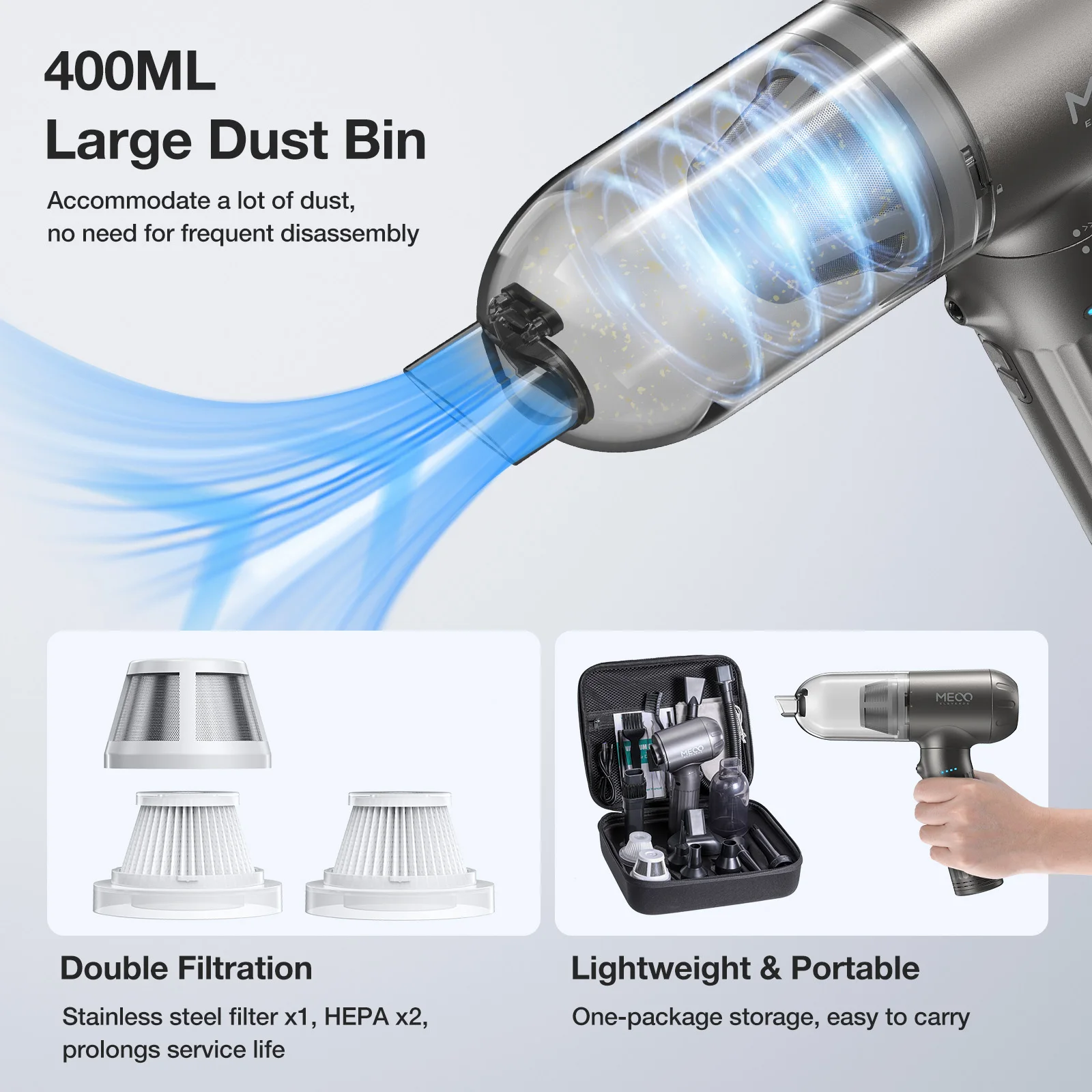 MEVC2 4 in 1 Electric Compressed Air Duster Vacuum Cleaner Function Powerful 3Gear Keyboard Cleaner for Computer Car Home detail