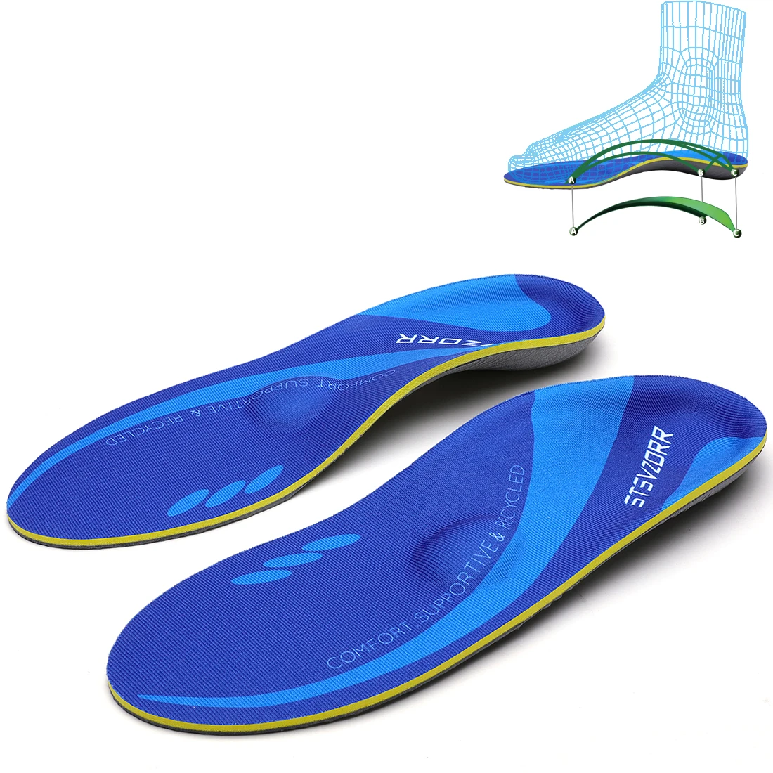 Arch Support Orthopedic Insoles Sneaker Plantar Fasciitis Orthotic Shoes Inserts Flat Feet Heel Pain Athletic Cushion Pad detail