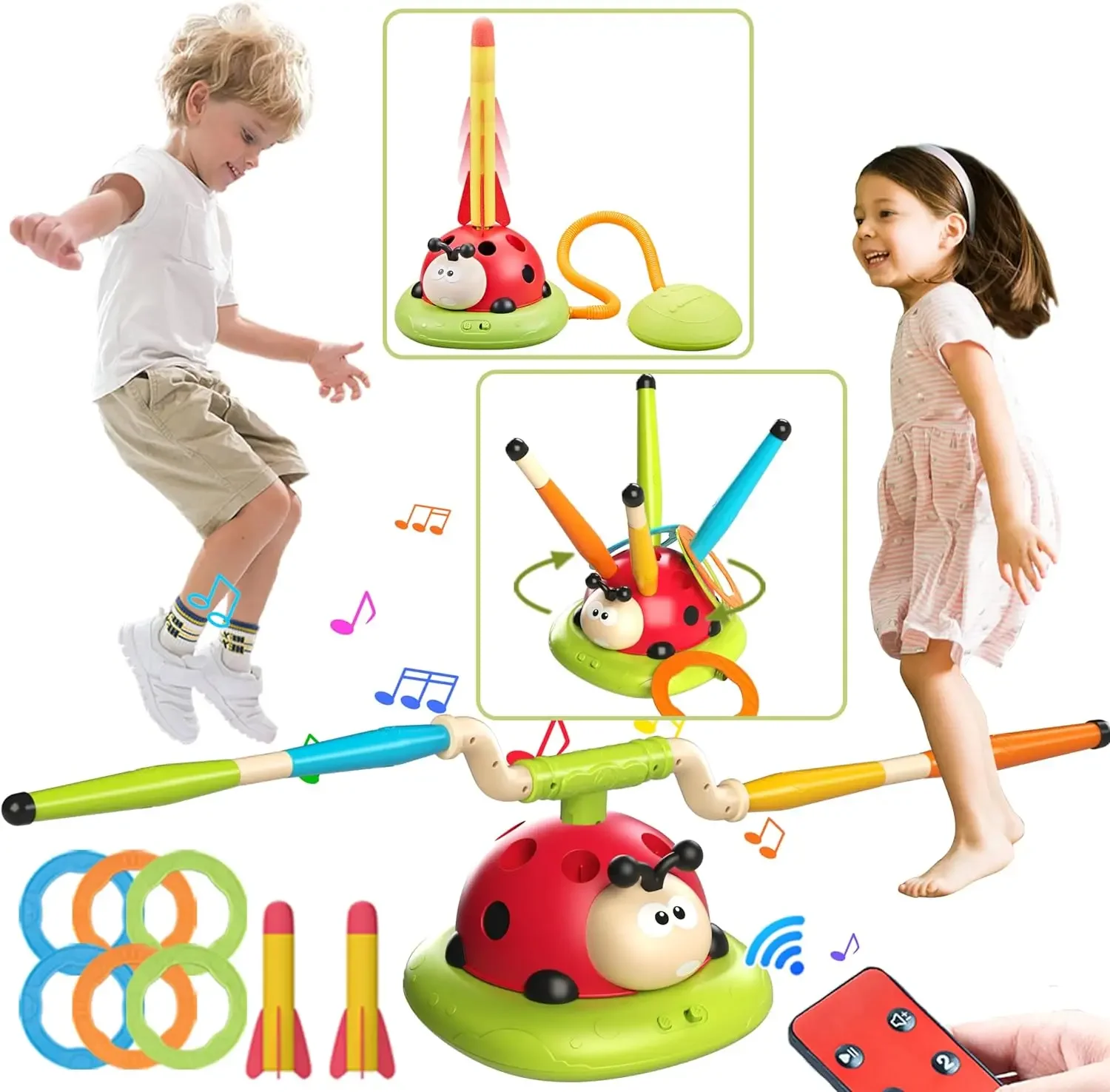 3 In 1 Musical Jump Outdoor Toys for Toddlers Shoot Launcher Toss Ring Game With Remote Control For Kids Indoor Sports Set Gift product view