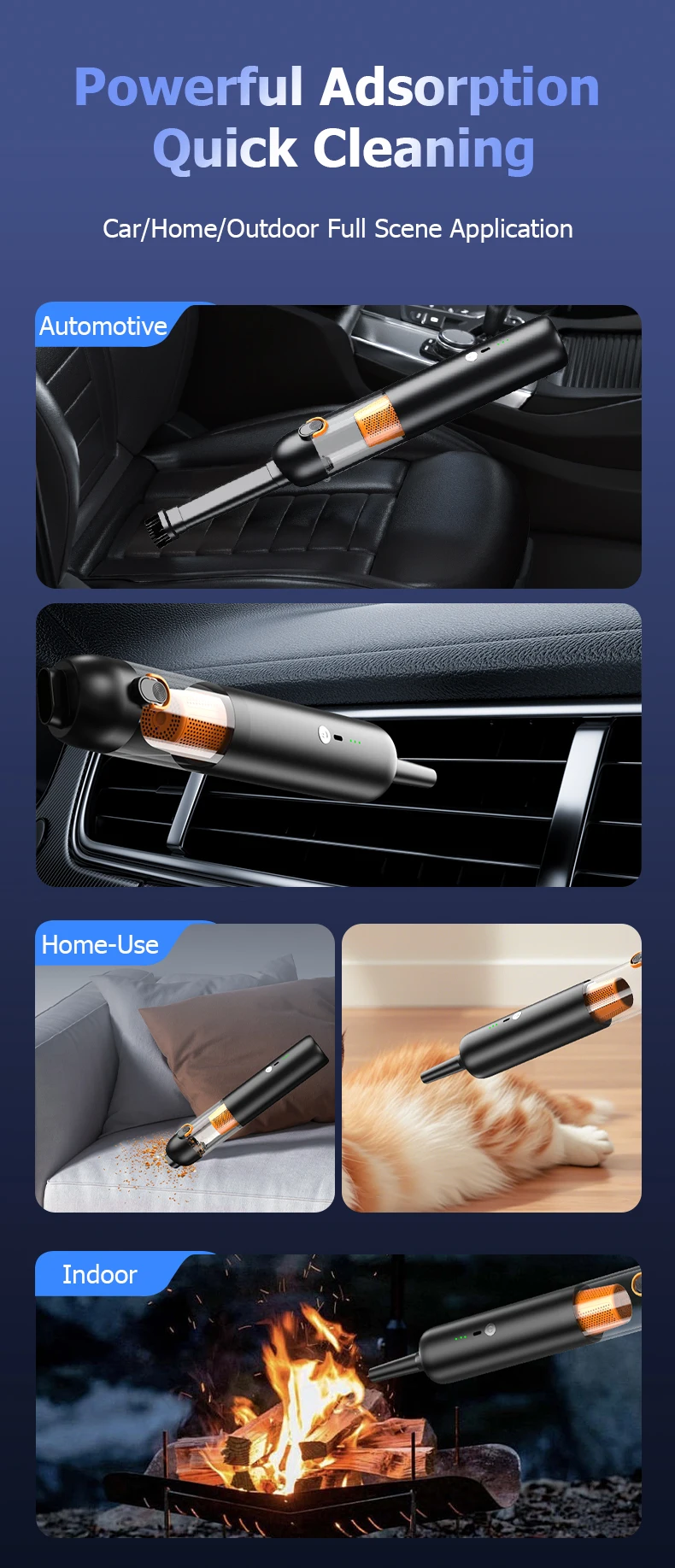 Compact vacuum cleaner is suitable for computer rooms indoor and outdoor areas and cars It has extremely strong suction power detail