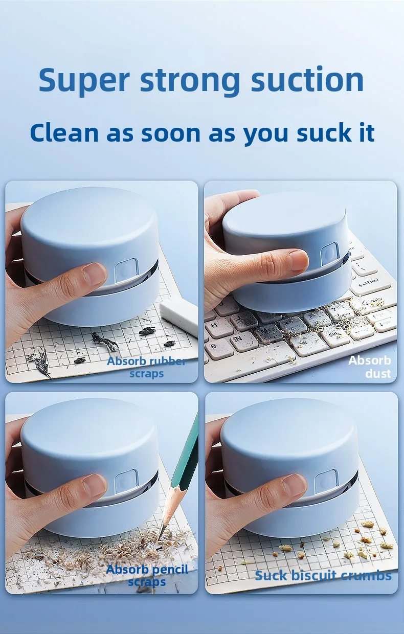 Desktop Vacuum Cleaner Cleaning Stationery Student Suction Eraser Shavings Pencil Gray Childrens Electric Small Mini Charging detail