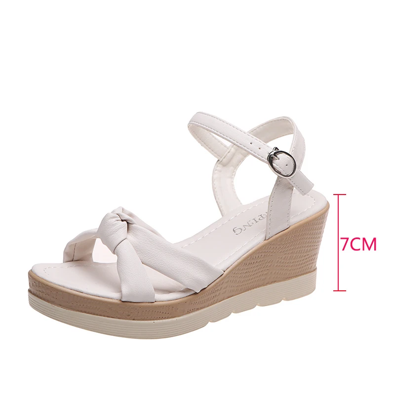 Fashion Women Platform High Heels Sandals Wedges Open Toe Dress Bow Shoes Female Slippers Walking Slides Mujer Pumps detail