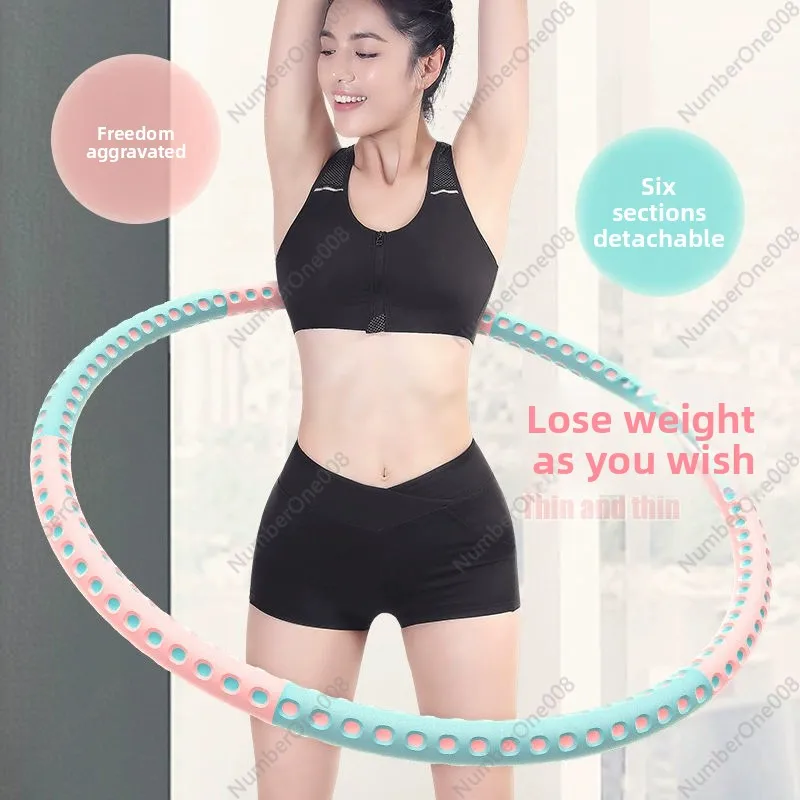 Stainless Steel Weighted Hula Hoop 6Section Detachable Fitness Hoop for Adults Abdominal Waist Trimmer for Home Workout detail