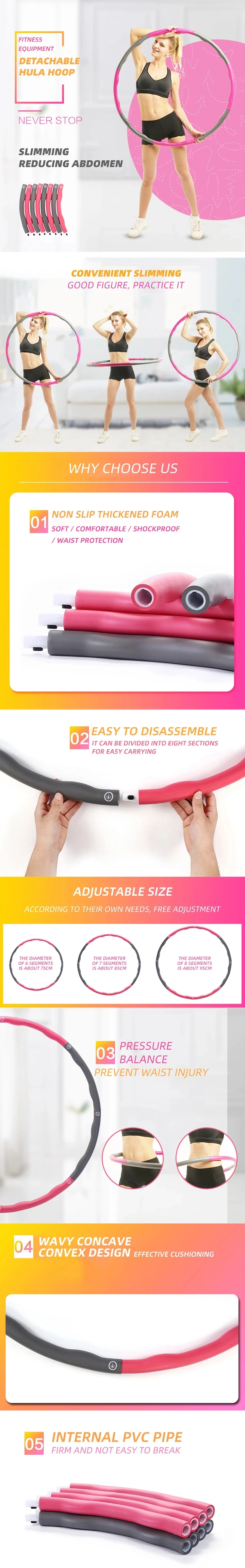 Health Weighted Flexible Fat Burning Gym Fitness Exercise Yoga Ecofriendly Adjustable Soft Colorful Hula Circle Hoops detail