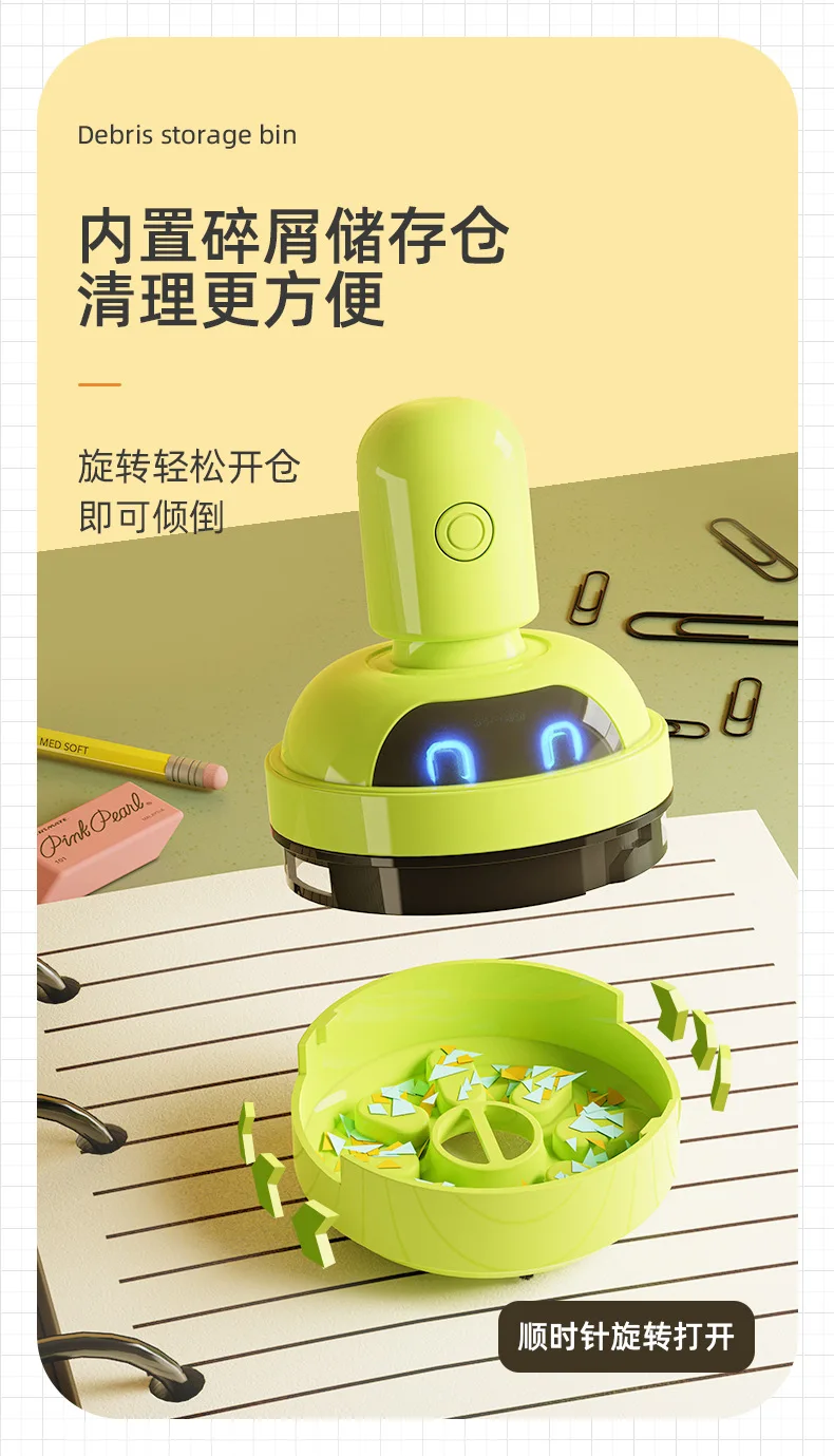 Cartoon Desktop Vacuum Cleaner for Eraser Shavings Cleaning Machine for Keyboard Cleaning and Pencil Dust Suction detail