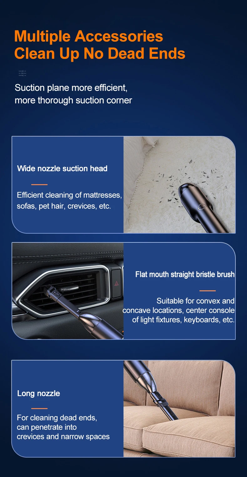 New Design Car Vacuum Cleaner 10000PA Strong Suction Wireless Portable Vacuum Cleaner For Car Home Desktop Keyboard Cleaning detail