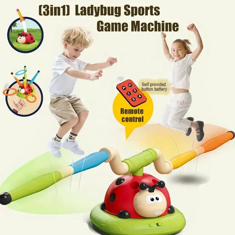 3 In 1 Musical Jump Outdoor Toys for Toddlers Shoot Launcher Toss Ring Game With Remote Control For Kids Indoor Sports Set Gift
