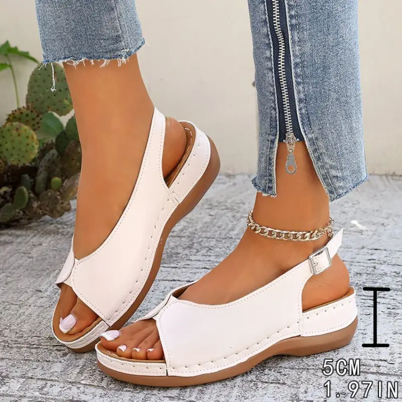 Summer Hot Selling Comfortable Thick Bottom Fish Mouth Beach Casual Sandals for Women Fashion New Elegant Slope Heel Sandals product view