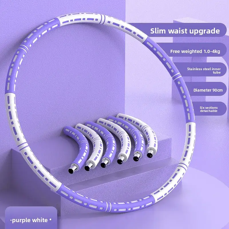 Stainless Steel Weighted Hula Hoop 6Section Detachable Fitness Hoop for Adults Abdominal Waist Trimmer for Home Workout product view