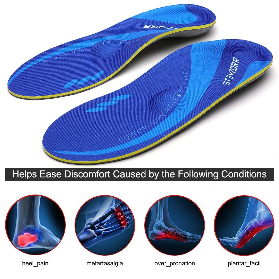 Arch Support Orthopedic Insoles Sneaker Plantar Fasciitis Orthotic Shoes Inserts Flat Feet Heel Pain Athletic Cushion Pad detail