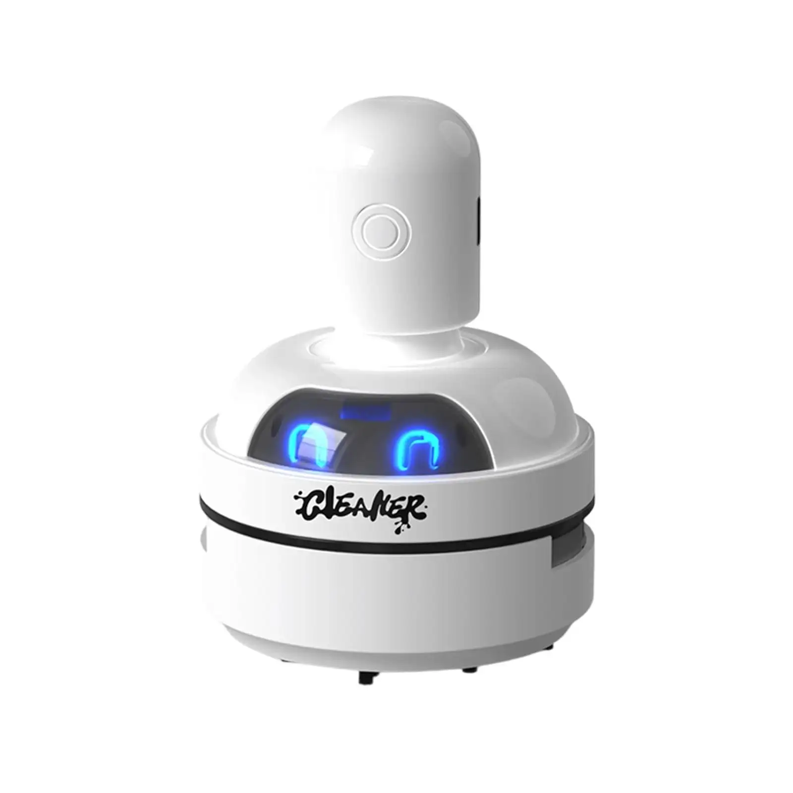 Cute Robot Desktop Vacuum Cleaner, White, USB Rechargeable Strong Suction, for Home Office School Desk Cleaning
