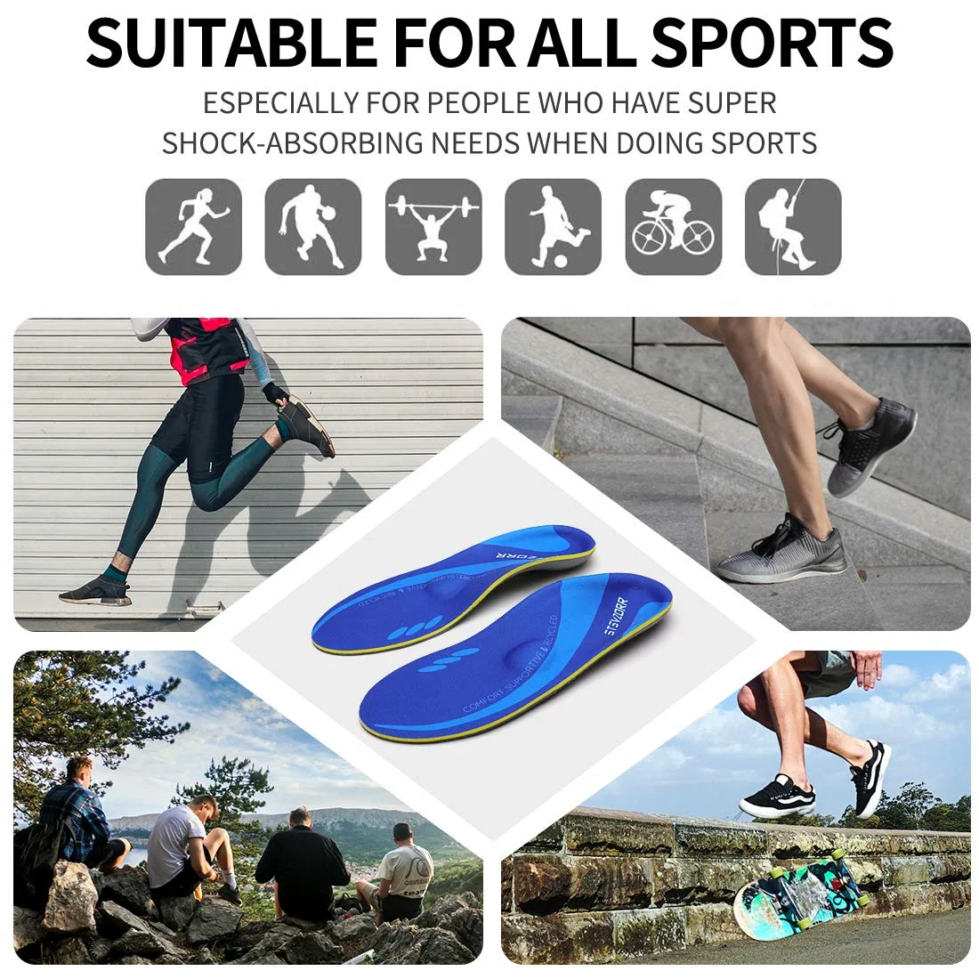 Arch Support Orthopedic Insoles Sneaker Plantar Fasciitis Orthotic Shoes Inserts Flat Feet Heel Pain Athletic Cushion Pad detail