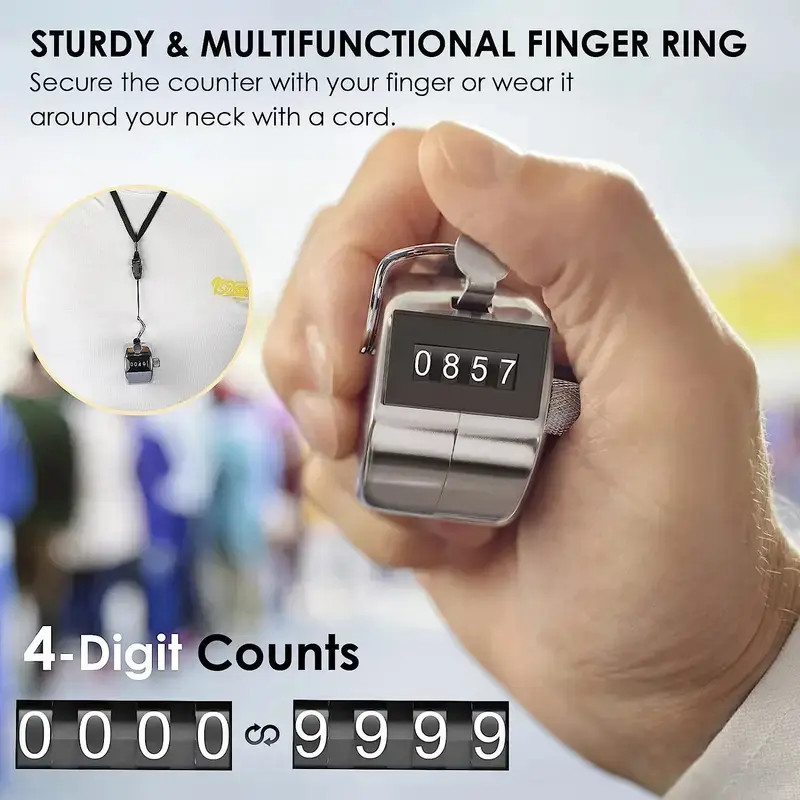 Metal Handheld Tally Counter 4Digit Number Count Clicker Counter Hand Mechanical Counters Clickers Pitch Counter for Coaching product view