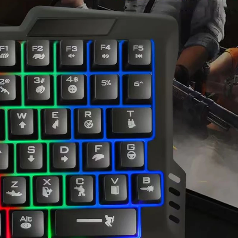 RGB Gaming Keyboard Single Hand Mini USB Ultraslim Wired 35Keys OneHandedly Backlight Keyboard For Computer PC Laptop detail