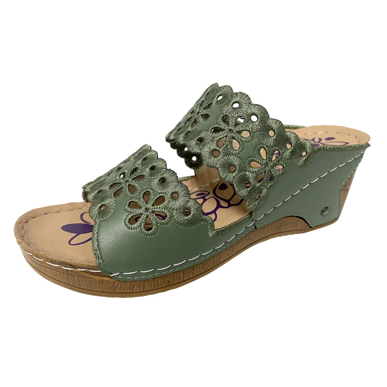 Casual Sandals Open Toe Wedges Women Solid Slip On Slope Heel Beach Shoes Slippers For Women Plus Size Breathable Summer Sandals detail