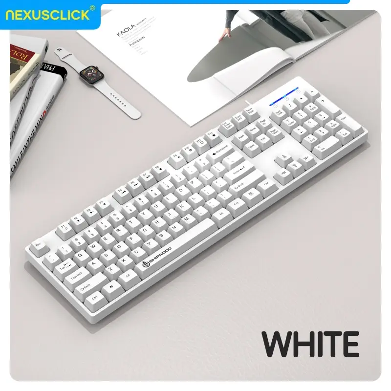 24G Wireless Office Keyboard Mouse Set104 Full Size TriColor Keycaps Ergonomic with 3 Adjustable DPI for PC Laptop product view