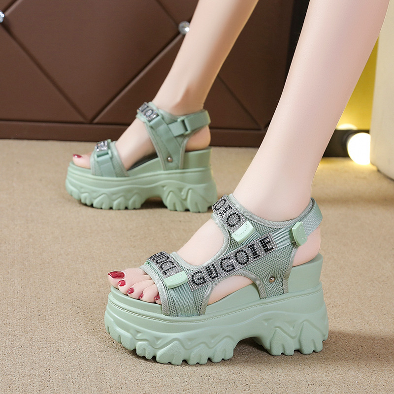 Top Quality Original Luxury Women Platform Heeled Sandals Height Increase Women Sports Sandals Diamond Logo Custom Sandals detail