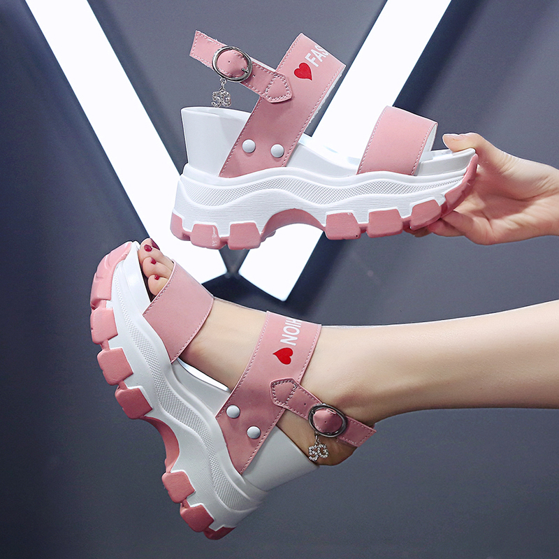 Comfortable Cool Open Toe Round Toe Ankle Hollow Gold Color Beautiful Printed Youth Girls Wedge Sandals for Women and Ladies product view