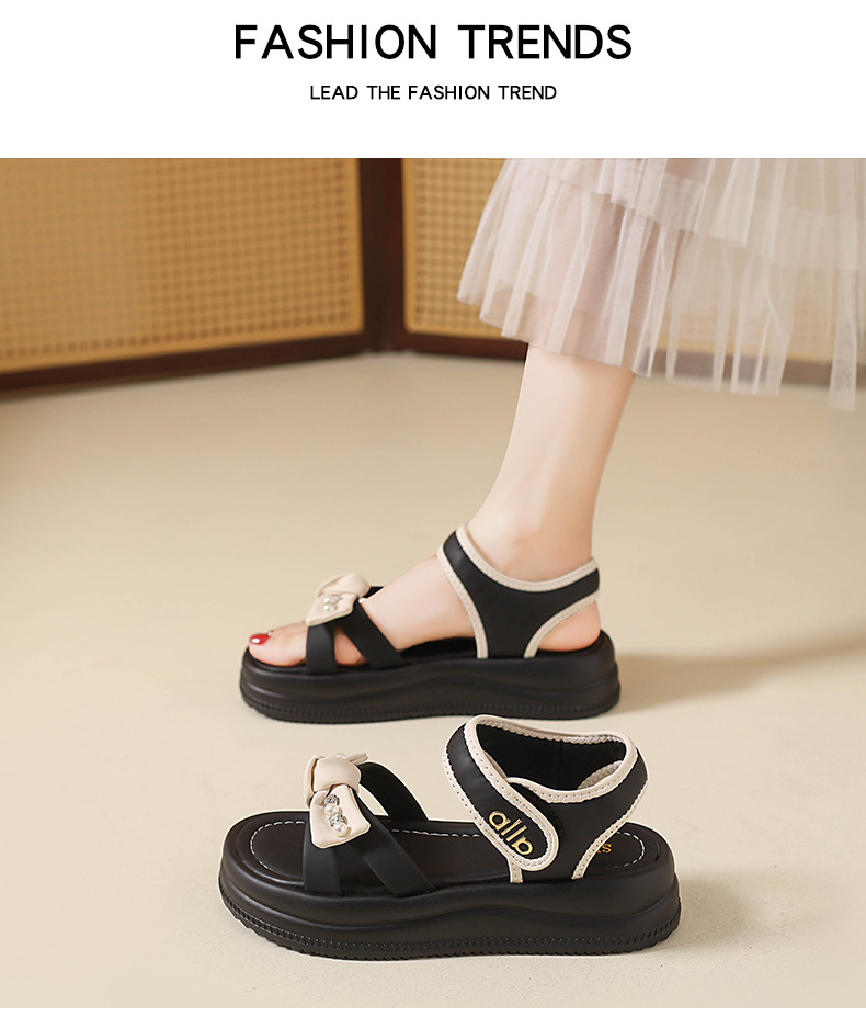 Soft Cushioned Platform Toe Casual Roman Sandals Women Summer Outdoor New Style Featuring Velcro Straps detail
