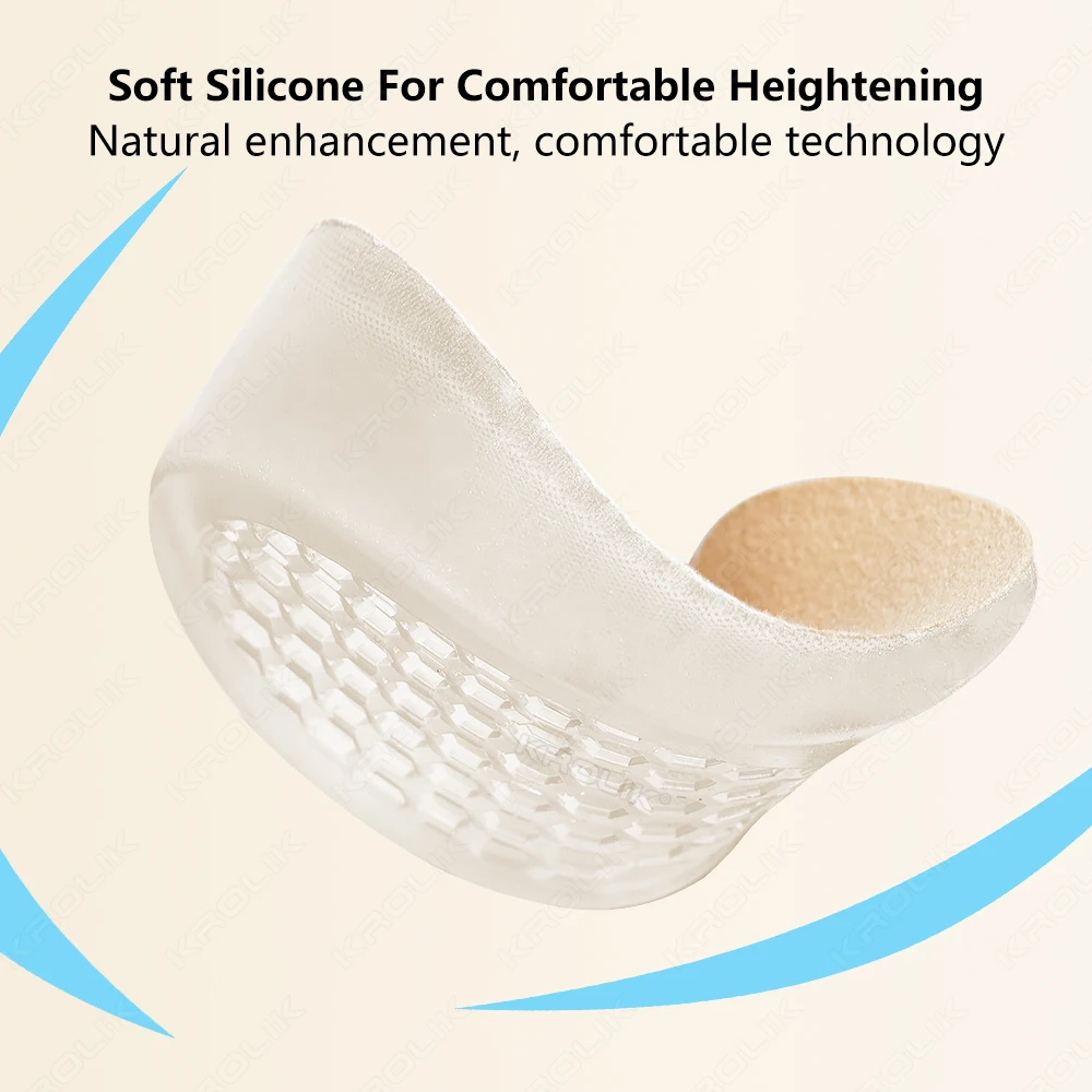 2PCS Silicone Invisible Height Increase Insoles for Men Women Shoes Insert Heightening Insoles for Shoes Heel Lift Gel Foot Pads detail