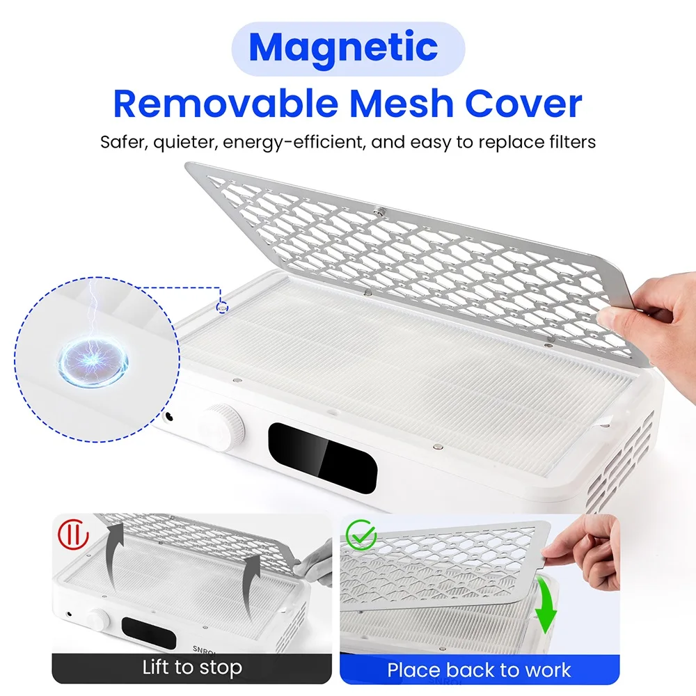 25002800300033003500rpm Speed Adjustable Brushless Nail Dust Extractor Powerful Twin Turbo Vacuum Nail Dust Collector detail