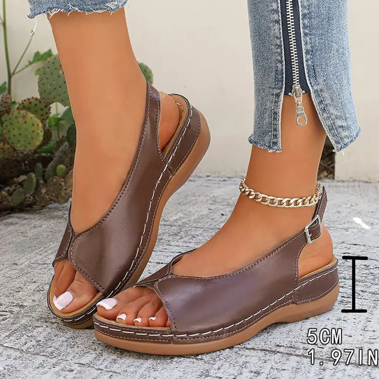 Summer Hot Selling Comfortable Thick Bottom Fish Mouth Beach Casual Sandals for Women Fashion New Elegant Slope Heel Sandals detail