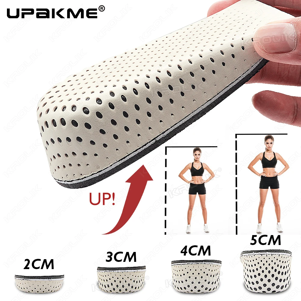 Height Increase Half Shoe Insoles Heel Insert Sports Shoes Pad Cushion Arch Support Unisex 2-5 CM Invisible Heighten Sole Insole
