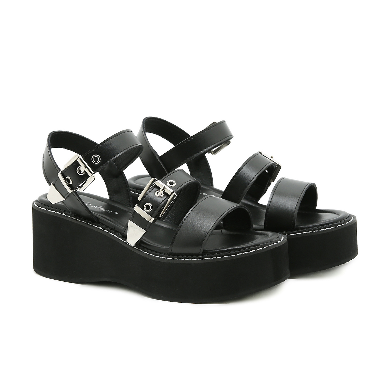Womens Chunky Platform Open Toe Sandals with Extra Thick Cushioned Rubber Sole product view