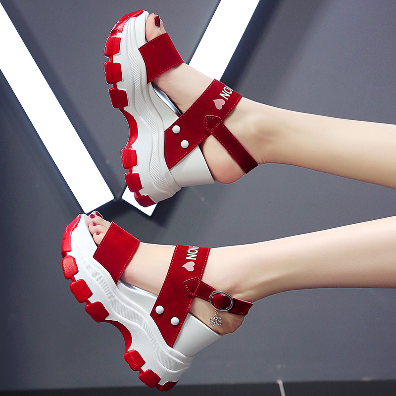 Comfortable Cool Open Toe Round Toe Ankle Hollow Gold Color Beautiful Printed Youth Girls Wedge Sandals for Women and Ladies detail