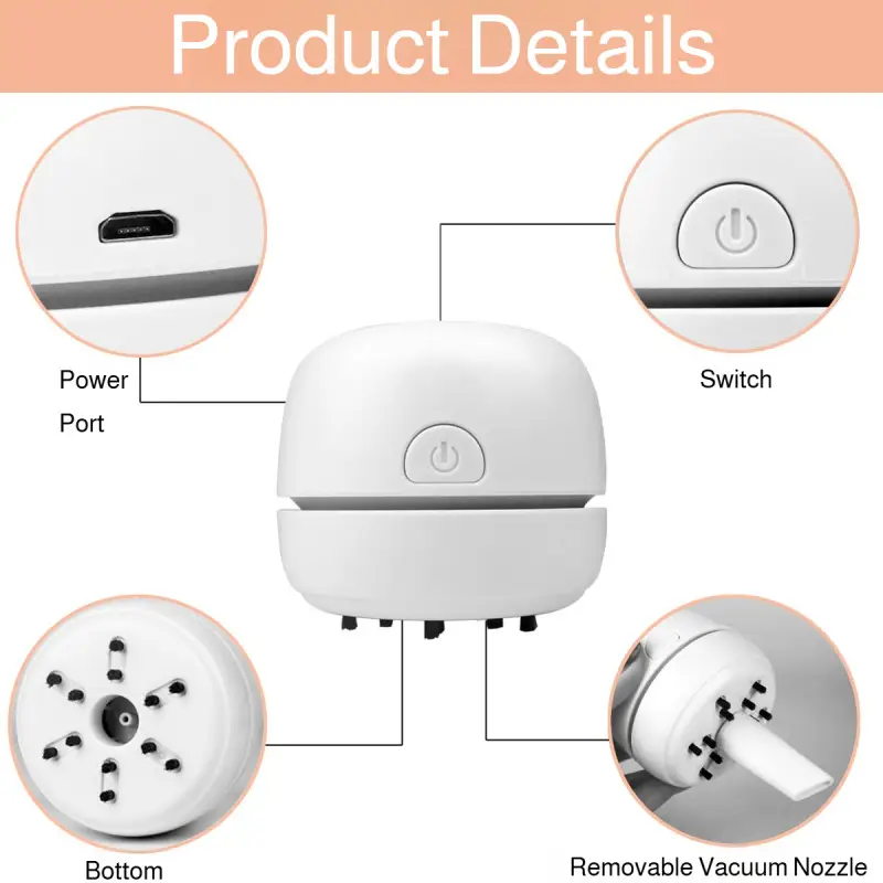 Desktop Cleaning Vacuum Cleaner Home Mini Portable Keyboard Silent Cleaner for Office Sofa Floor Study Desk Pencil Shavings product view