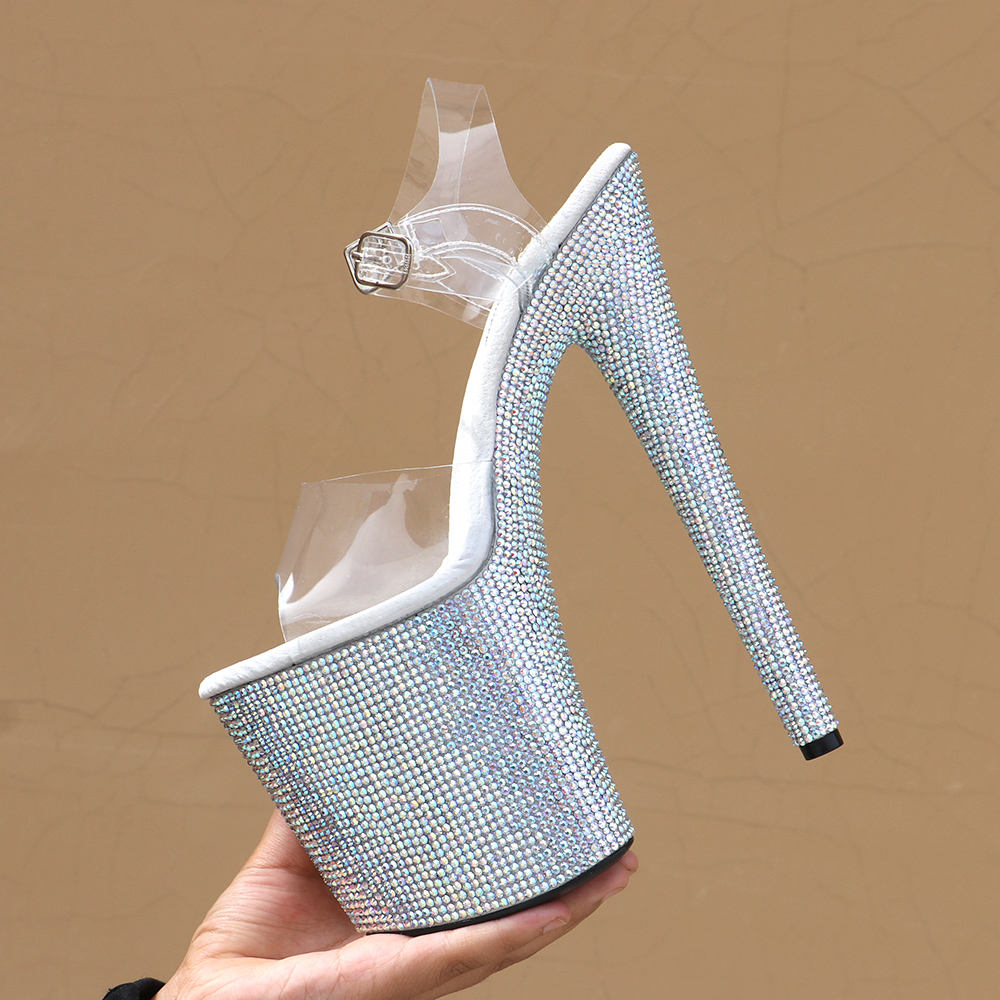 Nightclub Stripper Heels New20cm Women Peep Toe Lady Fashion Pole Dance Shoes Rhinestone Crystal Platform Sandal Exotic Dancer product view
