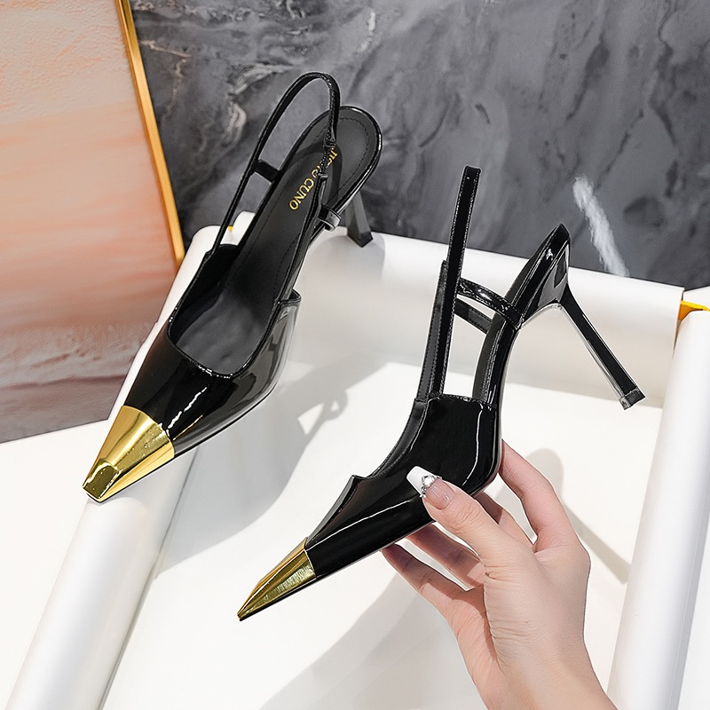 Headband OpenBack Sandals Women Spring Summer New Pointed Toe Stiletto 79cm Sexy Style Metal Back Heels product view