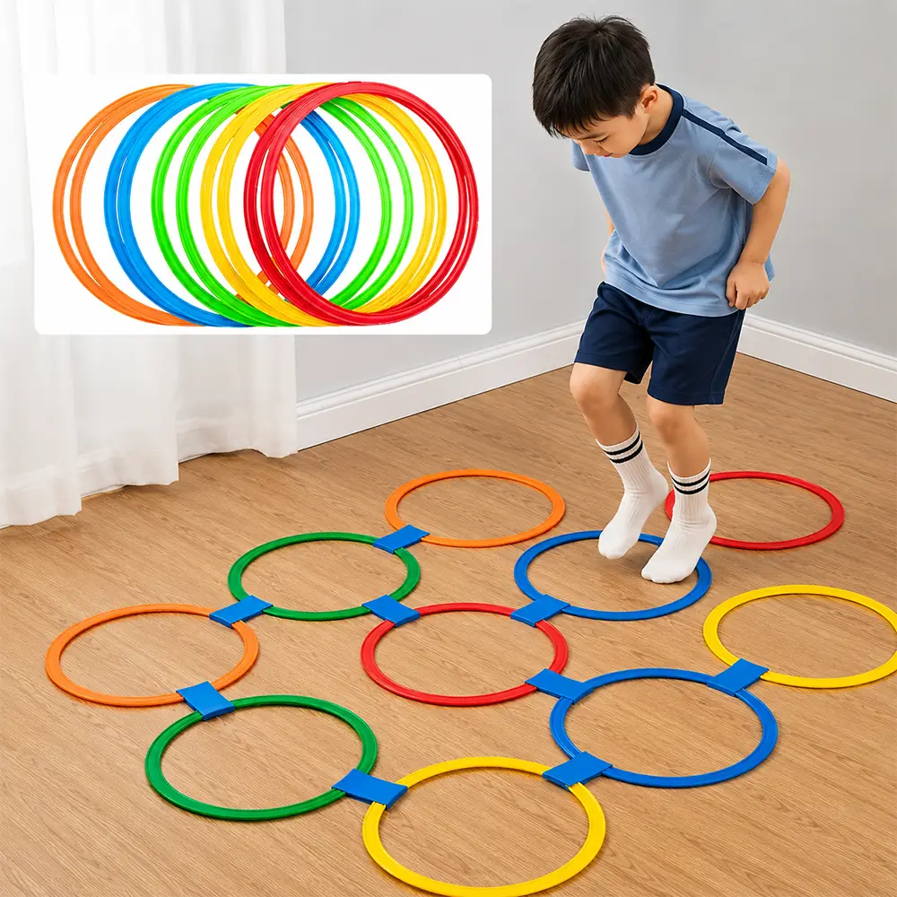 Hopscotch Jump Grid Ring Set Game ParentChild Interactive Kindergarten Sensory Training Hoops Early Education Tactile Toy product view
