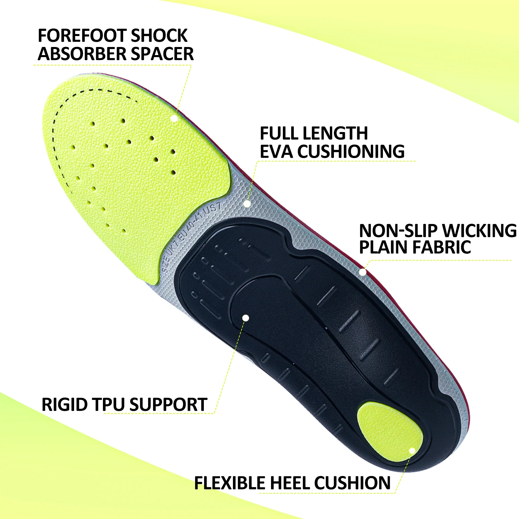 Arch Support Orthopedic Insoles Sneaker Plantar Fasciitis Orthotic Shoes Inserts Flat Feet Heel Pain Athletic Cushion Pad detail