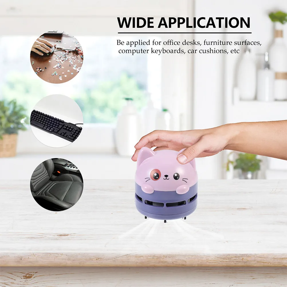 Mini Desktop Vacuum Cleaner Portable Cartoon Design Fast Cleaning Dust Eraser Residue Keyboard Table Cleaner Office Home Car Use detail