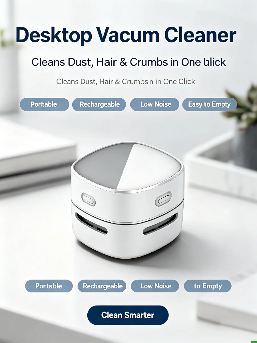 USB Mini Desktop Vacuum Cleaner Portable Table Dust Collector for Office Keyboard Hair Paper Ash Cleaning detail